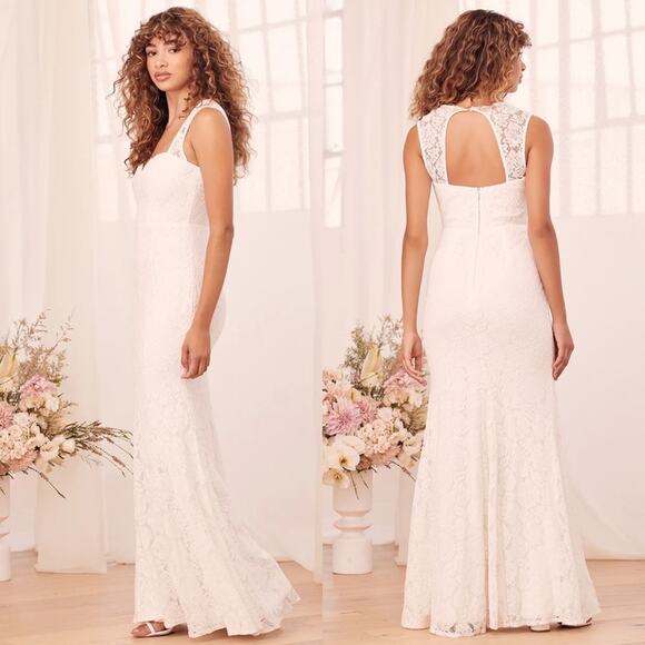 NWT Lulus Rosetta White Lace Maxi Dress‎ - Picture 2 of 10